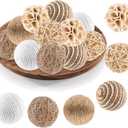 Supkiir 12Pcs Decorative Balls for Centerpiece Bowls, Wicker Rattan Spherical Rustic Ball, Natural Bowl Fillers & Vase Fillers for Home Decor Party Wedding Tabletop