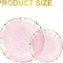 Bucla 40PCS Clear Pink and Gold Plastic Plates - Fancy Pink Hammered with Gold Lace-Edge Disposable Plates - Include 20 Each (10inch Dinner & 7inch Dessert) Plates for Party, Birthday & Wedding
