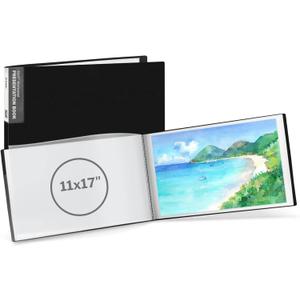 Dunwell 11x17 Portfolio Binder (Black, Horizontal), Presentation Book with 24 Pockets, Large 11 x 17 Art Portfolio Folder, Acid-Free Poly Cover and Sleeves