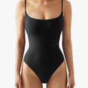 SUUKSESS Women Sexy Square Neck Thong Bodysuit Backless Cami Bodysuit Top M Black
