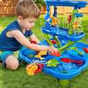 Water Table for Toddlers 1-3 3-5, 4-Tier Water Table for Kids with Sand Beach Toys, Water and Sand Sensory Table Beach Outdoor Birthday Gifts Toys for Kids Toddlers Age 3 4 5 6 7 8 Boys Girls