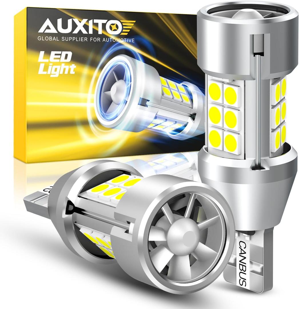 AUXITO Latest 921 912 LED Bulb Reverse Light, 600% Brighter CANBUS Error Free 912 921 led backup light bulbs, Super Bright T15 906 922 W16W LED Bulb for Back Up Tail Light, Pack of 2 (White)