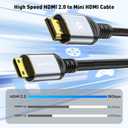 2 x UANTIN Mini HDMI to HDMI Cable 10FT, 4K 60Hz High-Speed Mini HDMI to HDMI 2.0 Braided Cord, 18Gbps Compatible with Camera, Camcorder, Tablet and Graphics/Video Card, Laptop, Raspberry Pi Zero W