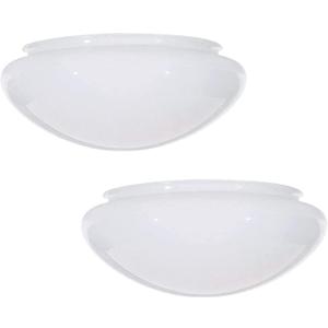 Aspen Creative 23608-02, 11" White Opal Mushroom Glass Shade For Ceiling Fixture, Fitter: 9-3/4", 11" D x 4" H, 2 Pack