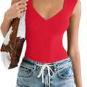 Avidlove Body Suits for Womens Sexy Bodysuit Tank Top Thong Body Suit Seamless Double Lined Going Out Tops (Small, Red)