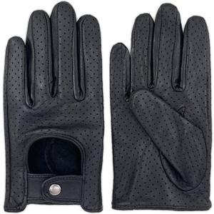 Zjjseloru Mens Genuine Lambskin Leather Driving Gloves Unlined, Touchscreen, Black, Large