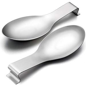 Spoon Rest Set of 1, E-far Stainless Steel Spoon Ladle Holder Spatula Rest for Kitchen Stove Top, Large Size & Dishwasher Safe