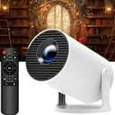 Pixi Beam Projector, Pixibeam Portable Projector 4K, Mini Automatic Keystone Correction HD Projectors, Wifi and Bluetooth American Standard, Outdoor/Indoor Movie Projector 180Rotation (White)