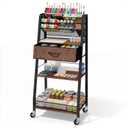 Homsorout 3 Tier Rolling Cart - Metal Utility Cart with Storage Drawer and Wheels, Versatile Art & Craft Organizer for Home, Office, or Studio - Ideal for Storing Brushes, Paints, and Supplies