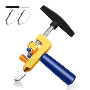 2 in 1 Glass and Tile Cutting Tool with Tungsten Steel Blades and Breaking Pliers  Manual Hand Cutter for Glass, Mirrors, Ceramic and Glazed Tiles  Ideal for DIY and Home Projects (A)