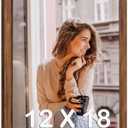 12x18 Wood Frame Brown, Rustic Natural Wooden 18x12in Poster Picture Frame, Distressed 12 x 18inch Woodgrain Gallery Photo Frame with HD Plexiglass, Horizontal Vertical Wall Mounting Display 1pcs