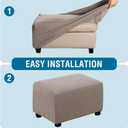 H.VERSAILTEX Ottoman Cover Slipcover Rectangle Fit Length 29"-34" Footrest Sofa Slipcovers Stool Cover Footstool Protector Covers Feature Stretch Thick Soft Jacquard Fabric Removable Washable - Taupe