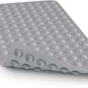 Rubber Bathtub Mat Non Slip, Baby Bath Mat for Tub, Shower Mat Non Slip PVC-Free, Strong Suction and Textured Surface, Non-Toxic, No Chemical Smells, for Kids Elderly Dogs, Grey