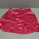 LYANER Women's Satin Silky Lace Trim Split Slit Hem Zipper High Wasit Mini Short Skirt size L