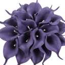Duovlo 20pcs Calla Lily Bridal Wedding Bouquet Lataex Real Touch Artificial Flower Home Party Decor (Purple)