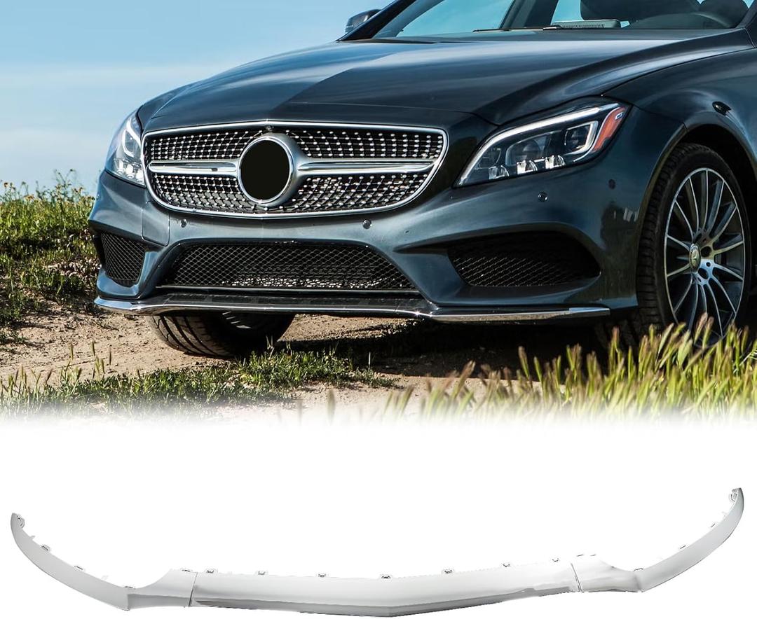 3Pcs Chrome Front Bumper Lip Moulding Trim Compatible with Mercedes Benz W218 Sedan CLS 400 500 550 2015-2018 Replace 2188851774 2188851574 2188851674