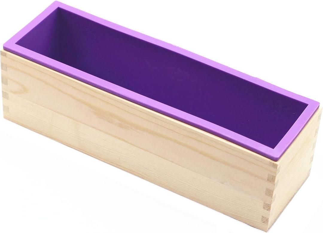DD-life Flexible Rectangular Soap Silicone Loaf Mold Wood Box for 42oz Soap Making Supplies  (Purple)