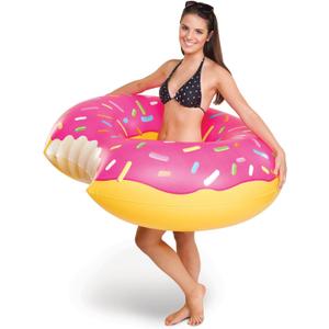 BigMouth Inc. Giant Frosted Donut Pool Float, 4' Wide, Inflatable Floatie Tube, Blow Up Swim Ring, Outdoor Summer Pool Party Water Toy