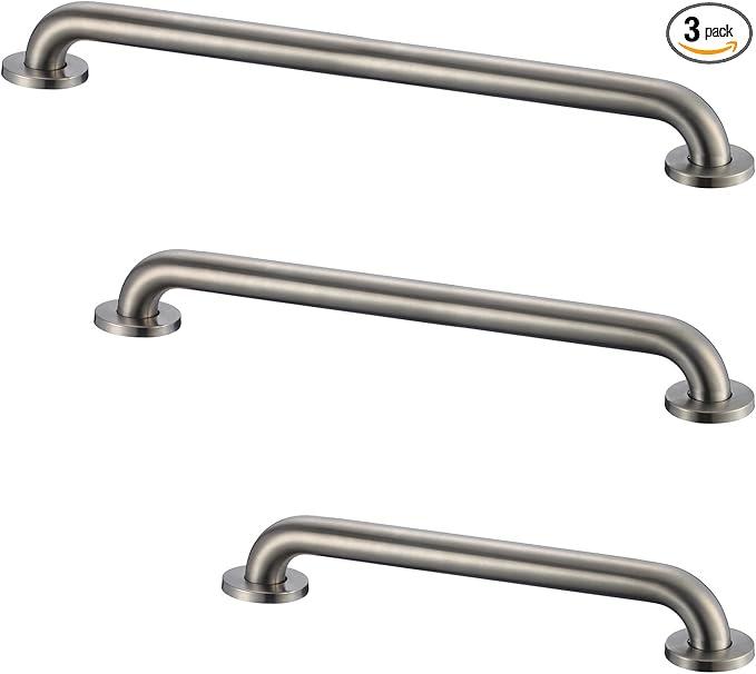 Grab Bar Bundle for ADA Compliance, Brushed Stainless Steel Grab Bar Set for Commercial and Residential Restrooms, 1.5" Diameter - 18", 36", 42" - Pack of 3