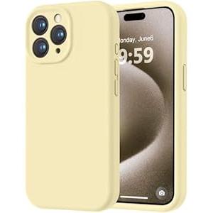 LOVE 3000 Designed for iPhone 15 Pro Case, Premium Silicone with [Soft Anti-Scratch Microfiber Lining] Shockproof Protective Phone Case for Men Women Girls 6.1", Creamy Yellow