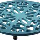 Antrader Cast Iron Trivet, Enameled Pot Stands with Rubber Feet, Heat Resistant Metal Hot Pot Holder for Table & Countertop Protection,Blue