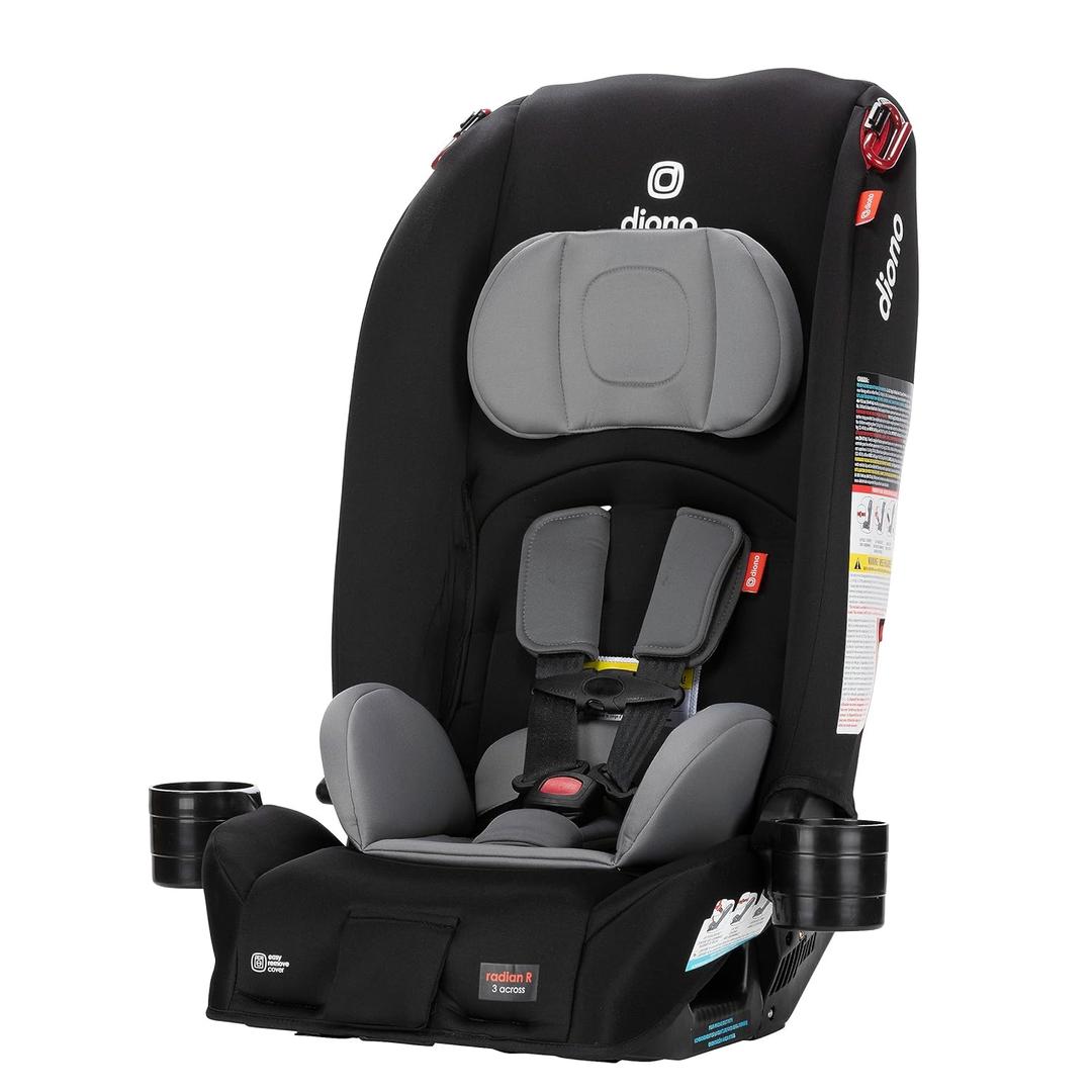 Diono Radian 3R, All-in-One Convertible Car Seat, Rear and Forward Facing, 10 Years 1 Car Seat, Slim Fit 3 Across, Black Storm