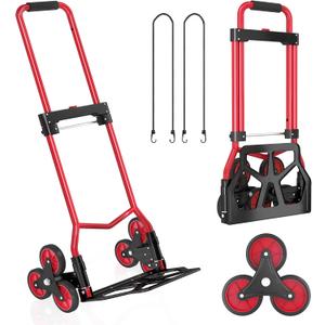 Stair Climbing Cart, 280 lbs Capacity Stair Climbing Truck and Dolly, Heavy-Duty Folding Stair Dolly with Stretchable Handle, 2 Elastic Ropes for Home Shopping Moving Warehouse