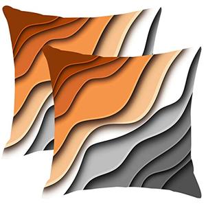 Brown and Grey Black Boho Throw Pillow Covers 18x18 Set Of 2 Summer Fall Autumn Burnt Orange Gray Outdoor Abstract Art Pillows Cover Mid Century Modern Decorative Pillow Case for Couch Bed Sofa Decor