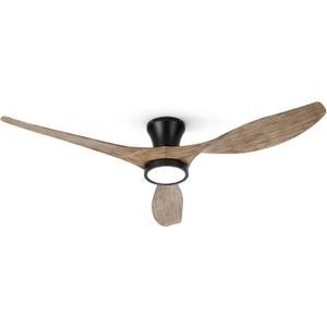 TALOYA 52 inch Ceiling Fans with Lights Remote Control, Modern Low Profile Ceiling Fan with Quiet Reversible DC Motor for Bedroom Living Room and Patio Black Walnut Finish (Black Walnut Wood Grain)