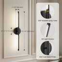 Lightania Hardwired Wall Sconces Set of Two, 24'' Modern Black LED Wall Lights, 360 Rotatable, 2700K-5000K Adjustable, 3CCT Dimmable Wall Sconce Light Fixture for Living Room Bedroom Hallway, ETL