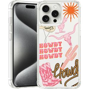 West Cowboy for iPhone 16 Pro Max Case,Western Country Pattern Clear Case for Girls Boys,Trendy Soft TPU Protective Case Compatible for iPhone 16 Pro Max