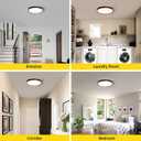 Modern Wood Black Flush Mount Ceiling Light, 11.81" Round LED Low Profile Close to Ceiling Fixture for Kitchen Bedroom Bathroom Laundry Hallway Entryway Closet Living Room