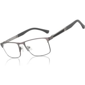 ZENOTTIC Blue Light Glasses Men : Black Reading Glasses Men - Square Frame Computer Glasses - Anti Glare Metal Readers (01 Grey)