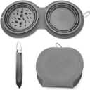 IFOYO Collapsible Dog Bowls, 2 in 1 Upgrade Foldable Expandable Travel Pet Food Feeding Dog/Cat Bowl with No Spill Non-Skid Silicone Mat and Carabiner Clip for Traveling, Hiking, Camping, Gray (Grey)