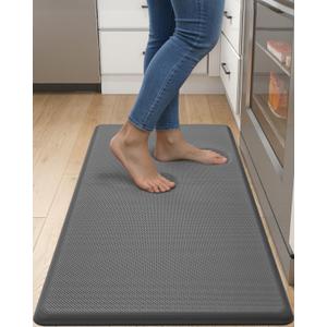 DEXI Kitchen Mat Cushioned Anti Fatigue, Extra Thick Comfort Standing Floor Mats Waterproof, Memory Foam Antifatigue Runner Rug for Desk Office, Sink, Laundry, 39x20, Grey