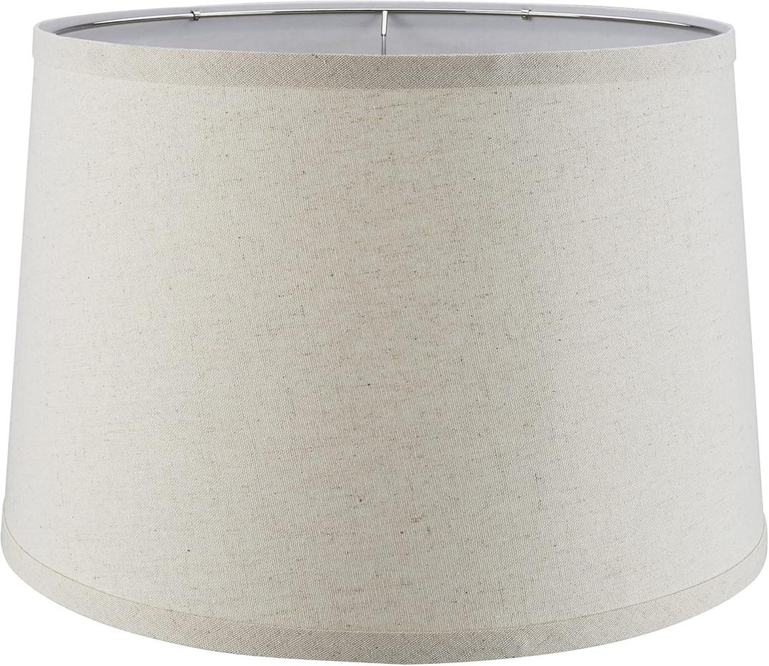 Aspen Creative 38026, Collapsible Empire Transitional Spider Shade, 13" Top x 15" Bottom x 10" Slant, Oatmeal Linen