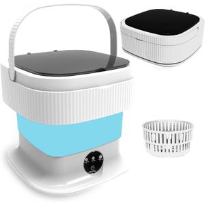 Portable Washing Machine, 16L Mini Foldable Washer and Spin Dryer, Collapible Compact Washer, Small Folding Laundry Washing Machine, Socks, Baby Clothes, Underwear, Dorm, Camping, Apartment, RV (Blue)