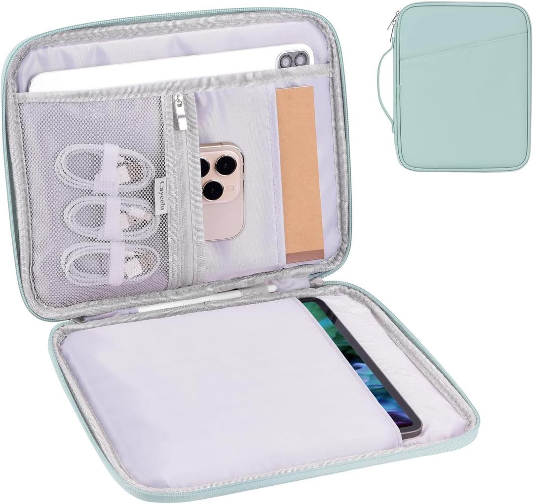 9-11 Inch Tablet Carrying Case, Padded Sleeve Bag for iPad Pro 11-in (M4), iPad 10.9 (10th Gen), iPad Air 11-in (M2), Galaxy Tab S8/S9 (PU-Mint Green11)