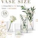 48pcs Glass Cylinder Vases for Centerpieces,Clear Flower Vases for Wedding Decorations and Indoor Home Decor, Hurricane Candle Holder for Table Shelf, Party