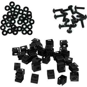 TCH Hardware 20 Pack Black Cage Nuts 10-32 - 3/4" Screws & Washers - for Rack Mount Server Audio Cabinets