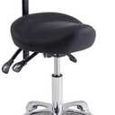 Saddle Stool Chair with Back Support, Ergonomic Stool with Wheels | Super Quiet and Smooth Rolling Stool, Height Adjustable Saddle Chair, for Commercial Office and Home Use, Max Load 400 LBS