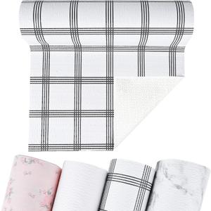 3 x Non-Adhesive Shelf and Drawer Liner for Kitchen Cabinets, 12 in x 10FT Strong Non-Slip Cabinet Liners for Shelves, Refrigerator, Pantry Storage, Bathroom Closet, Easy to Clean & Cut,Stripes