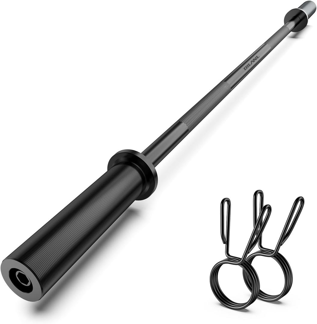Olympic Barbell Bar 55", 2In-Weight Lifting Bar Standard Straight Barbell Bars for Bench Press/Hip Thrusts/Biceps/Lunges/Squat/Strength-Training Home Gym Weight Bar, 2 Collars(500lb Capacity) (Black)