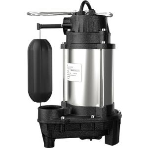 LANCHEZ 1/2 HP Submersible Sump Pump Cast Iron and Stainless Steel with Integrated Vertical Float Switch, 5200 GPH Sewage/Effluent Pump for Basement, Basin, Sewage System, 1-1/2" NPT Discharge