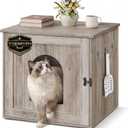 SONGMICS HOME Toolless Assembly Litter Box Enclosure, Cat House Greige Size: M (21.7"L x 19.7"W x 19.7"H)