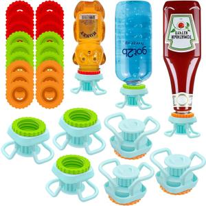 6-Pack Bottle Emptying Cap Kit - 3 Sizes, Reusable, Leak-Proof, Upside Down Dispenser for Most Bottles - Easy, Zero Waste, Money Saver (6pcs)