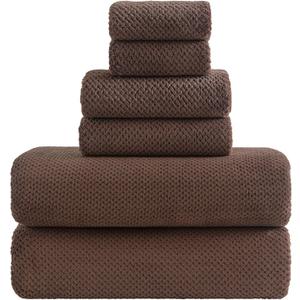 YTYC 29x59 Inch Extra Large Bath Towels Set of 6 Quick Dry Super Soft Microfiber Towels for Bathroom 80% Polyester (Brown,6 Piece)