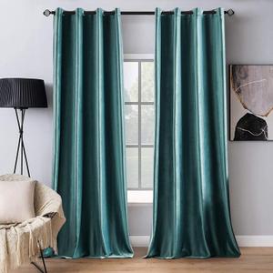 MIULEE 2 Panels Blackout Velvet Curtains Solid Soft Grommet Teal Curtain Thermal Insulated Soundproof Room Darkening Black Out Curtains/Drapes/Panels for Living Room Bedroom 52 x 108 Inch