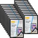 20 Pieces Magnetic Sign Holder 8 x 11.5inches, Self-Adhesive Door Window Document Reusable Adhesive Frames, Wall Glass Peel and Picture Frames (Black)