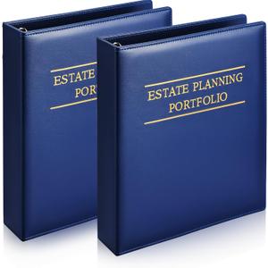 Skyygemm 2 Pcs Estate Planning Portfolio Binder PU Leather 3 Ring Binders with Gold Title and Index Tab Dividers, 11'' x 11.8'' x 2.4'' Estate Planning Organizer(Blue) Skyygemm 2 Pcs Estate Planning Portfolio Binder PU Leather 3 Ring Binders with Gold Title and Index Tab Dividers, 11'' x 11.8'' x 2.4'' Estate Planning Organizer(Blue)